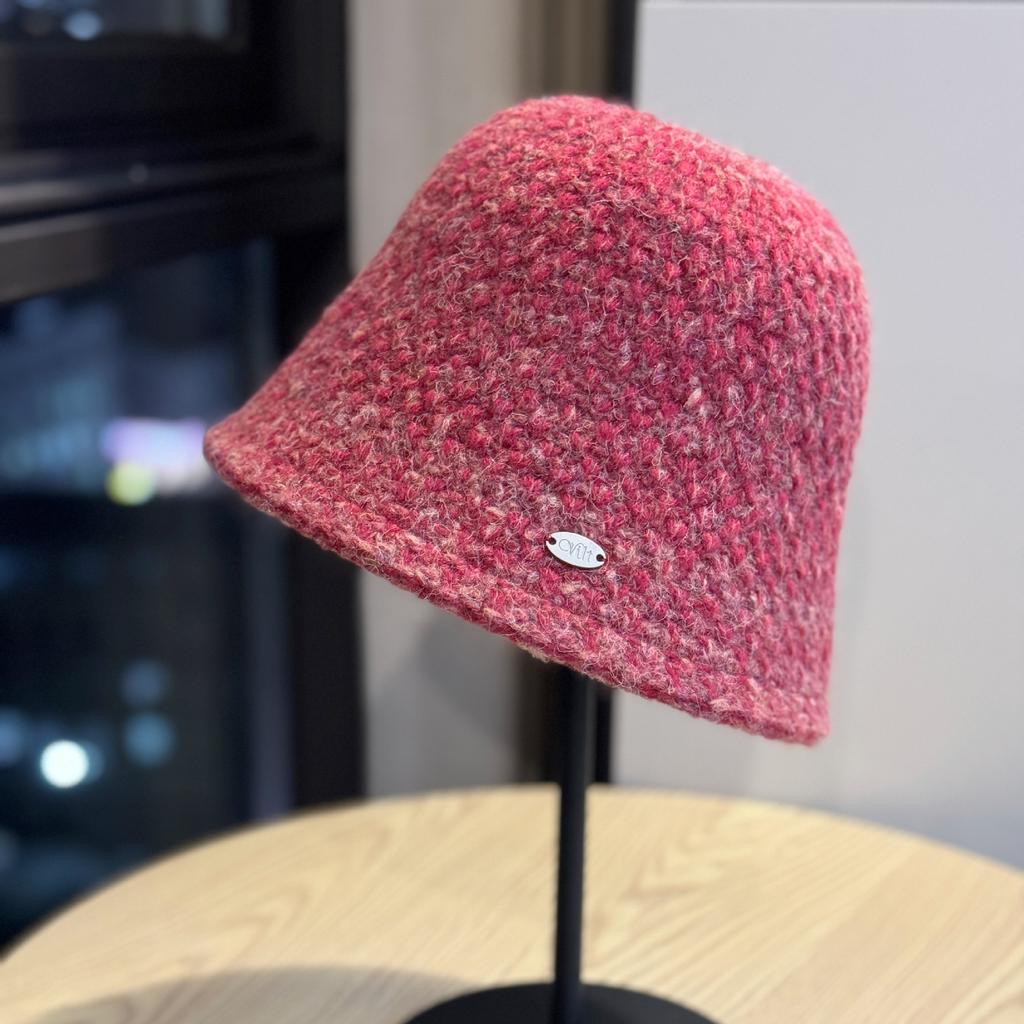 Bunter Farbverlauf Gestrickte Beckenmütze Herbst und Winter Schlichte und Vielseitige Fischerhut Wärme Ohrenschutz Temperament Eimerhut