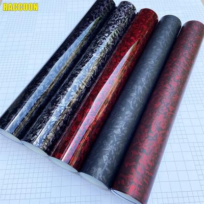 PET Glossy Black Silver Red Forged Carbon Fiber Wrap Vinyl Car Film Motorcycle Scooter Vehicle Wrapping Foil