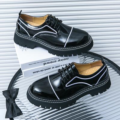 Fashion New Street Style Mens Casual Leather Shoes Anti Slip Comfortable Sneakers Stylish Shiny Leisure Shoes Male Formal Dress Footwear