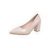 Fashion Chumky Square Heels Pumps for Women Shoes Patent Leather Sexy Wedding Party Official Leisure Solic Color Heels Ladies Shoes