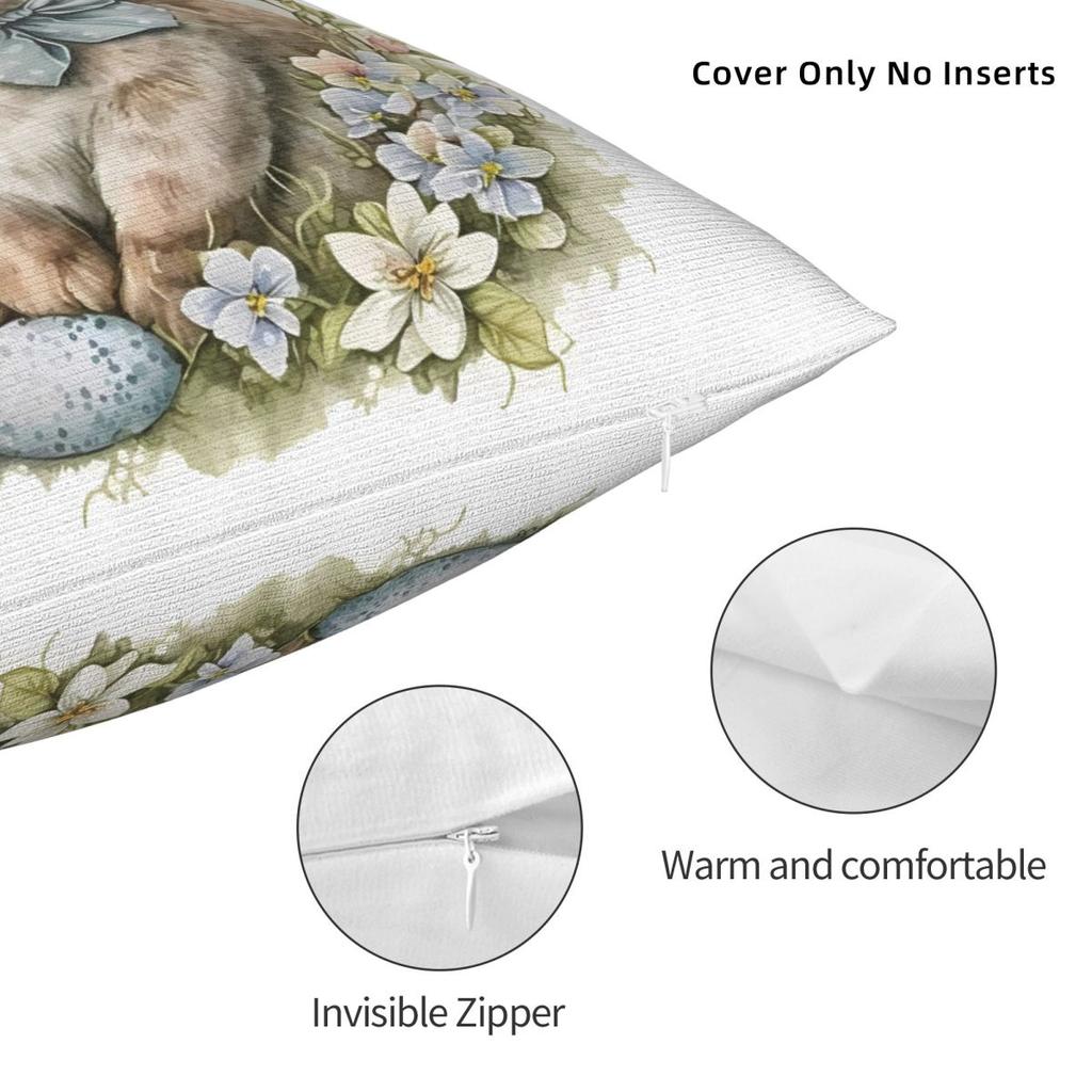Easter Rabbit Pillow Cover Egg Retro Cute Funny Pillow Case Soft Custom DIY Cushion Cover Pillowcases For Sofa Car Home Decor