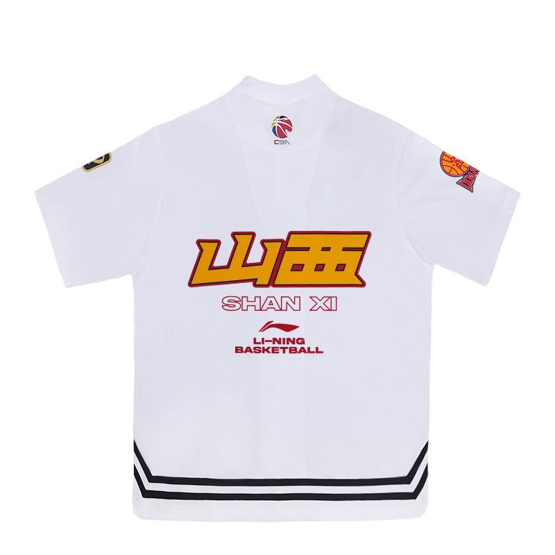 Li Ning CBA Series Shanxi Team Letter Loose Quick-Dry Polo Retro Short Sleeve Shirt Unisex Shirts White ATSUA15-1