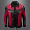 Modische mehrfarbige Lederjacke Herren und Reise-Pilotenkostüm Lockere Passform Ledermantel Lässiger Stil
