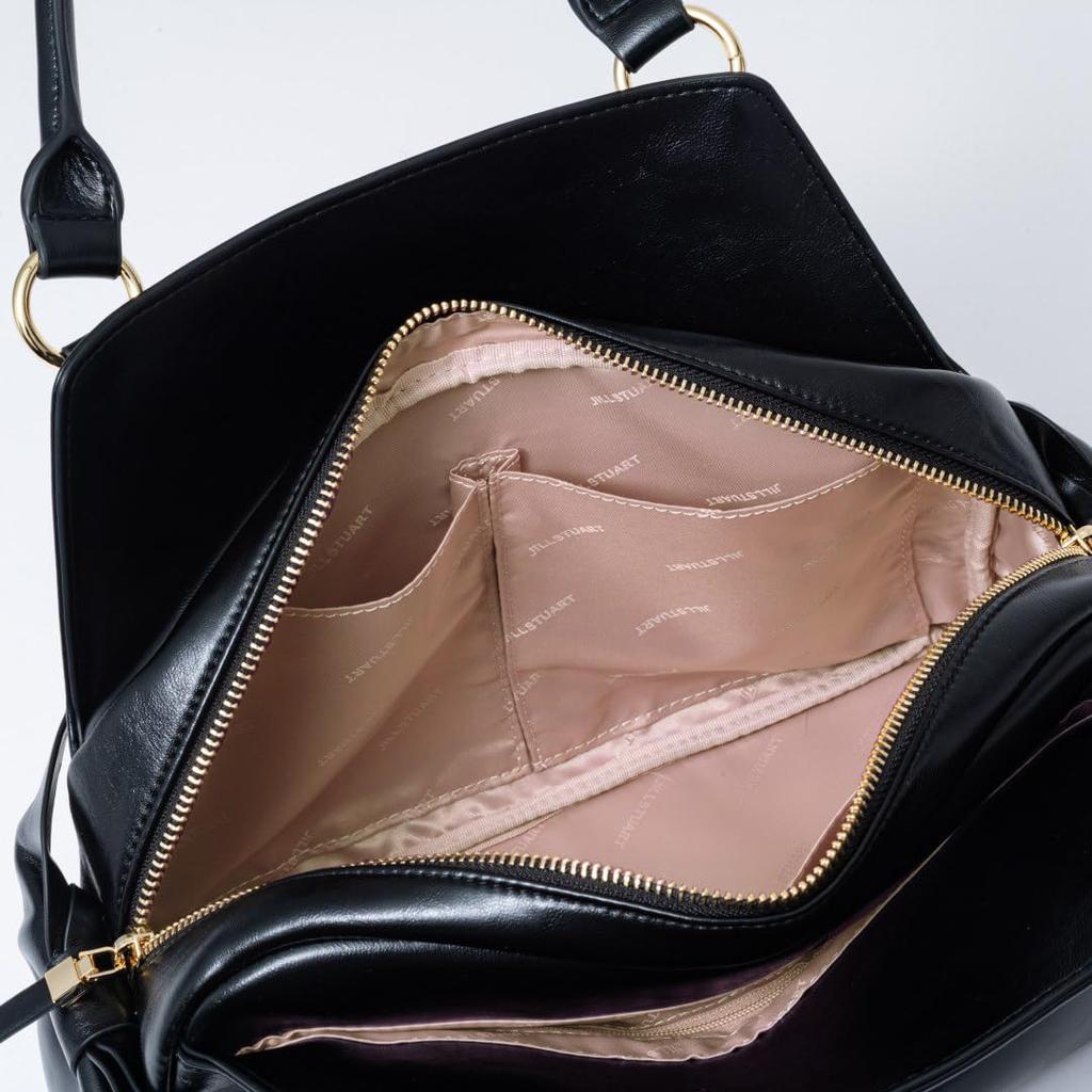 JILL STUART Pecot Shoulder Bag with Ribbon Feminine and Vintage Design, Style, Black, JSLH5EH1, Women's