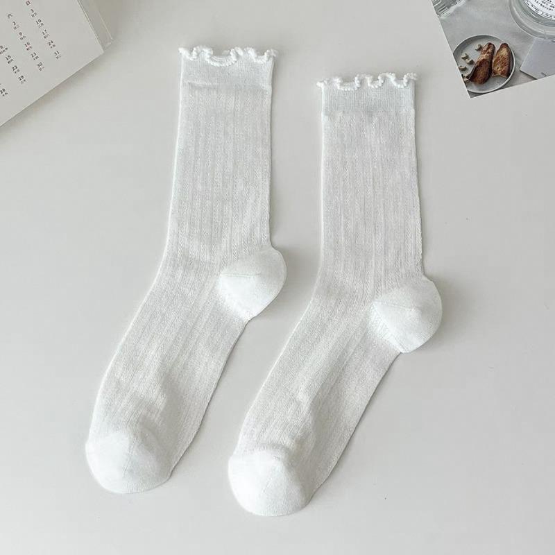 

Women s Summer Thin Cotton Ballet-style Long Tube Pile Socks 1 pair белый