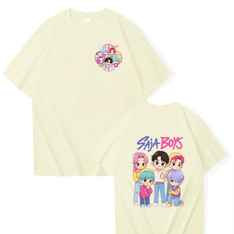 Kpop Demon Hunters Animation T-Shirt Summer Huntrix Saja Boys Street Style T-Shirts Casual Tshirt for Men Short Sleeve Clothing