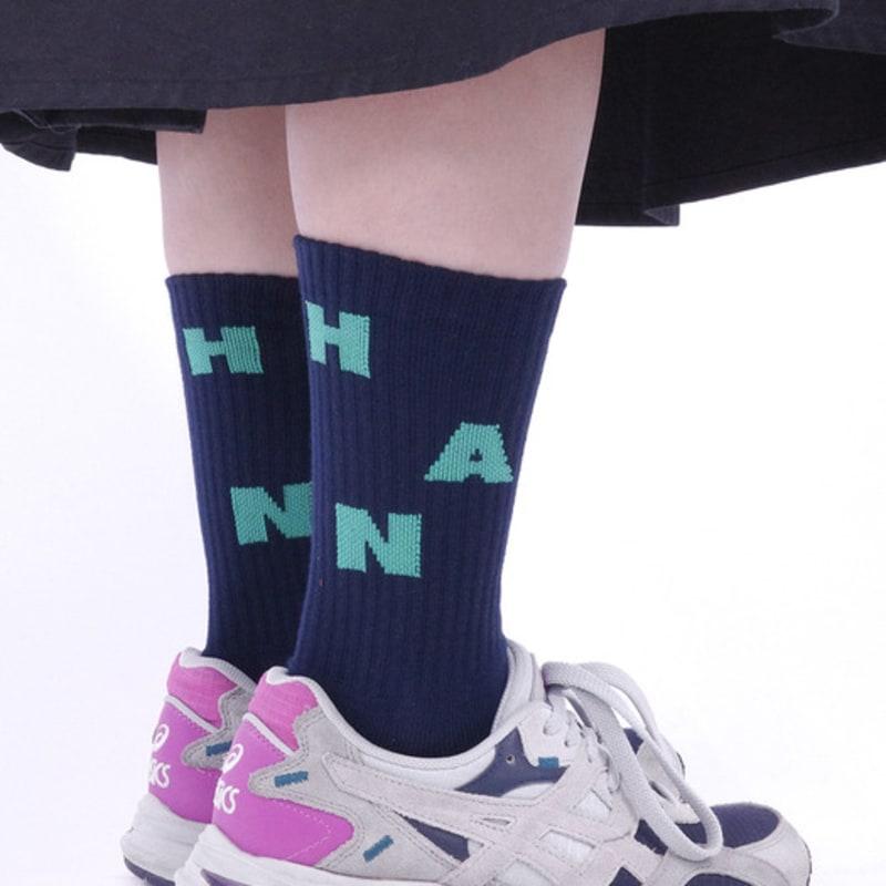 HANKY ALPHABET CREW SOCKS [Navy-Green]