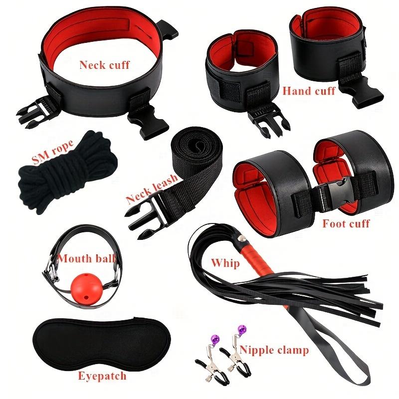 9pcs SM Erotic Supplies Set: SM Bondage Bundle with Leather Couple Sex Toys - Elevate Your Sex Life!