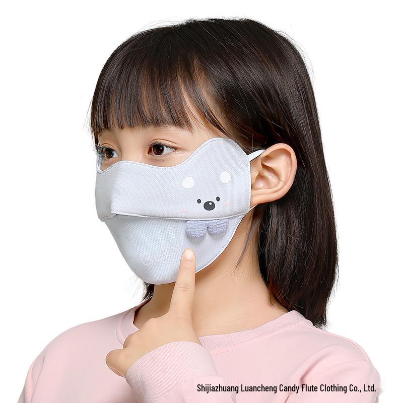 Kids' Warm Autumn/Winter Cotton Cartoon Face Mask – Washable, Windproof & Coldproof