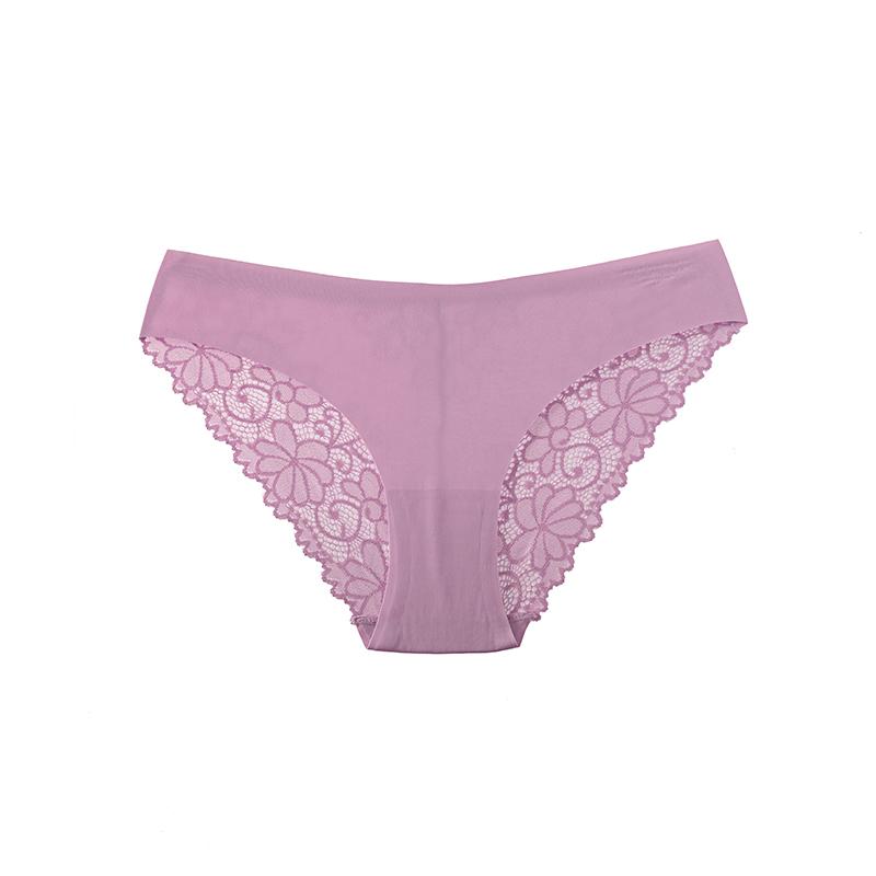 

CINOON Сексуальные женские трусики с низкой посадкой, кружевной вставкой, бесшовные трусы-треугольники из ледяного шелка, удобные дышащие брифы XL фиолетовый