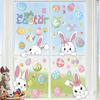 6 Sheets Easter Bunny Window Clings Cartoon Egg Stickers Cute Decoration For Home Classroom Nursery Shop Glass Display Decorations