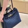 Denim Woven Knotted Buckle Cowhide Rhombus Shoulder Handbag Versatile King