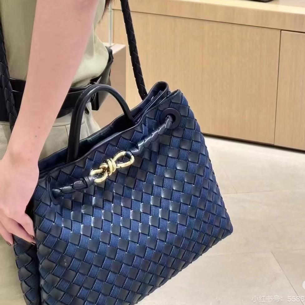 Denim Woven Knotted Buckle Cowhide Rhombus Shoulder Handbag Versatile King