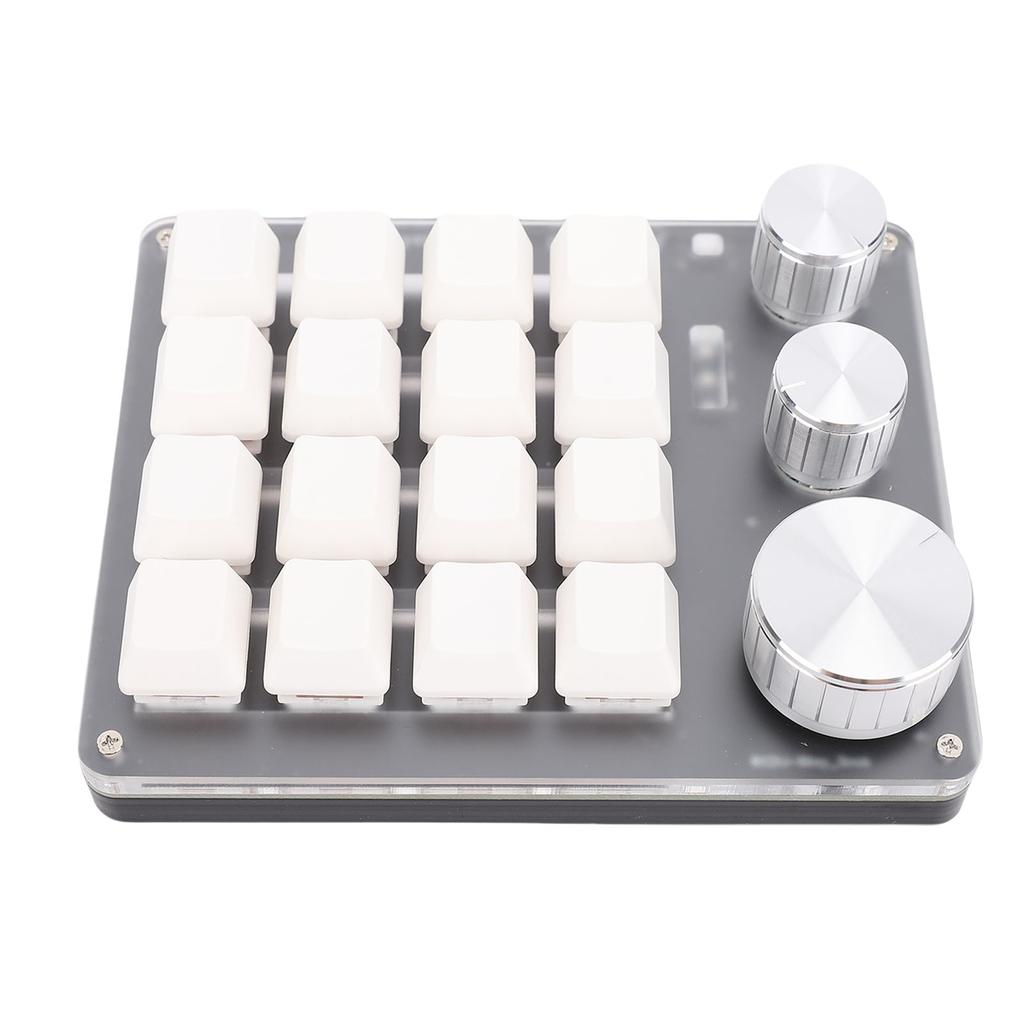 Tastatur 16 Tasten 3 Drehregler 2,4G Kabelgebunden 3 Modi Rot Mechanisches Tastaturfeld Anpassen