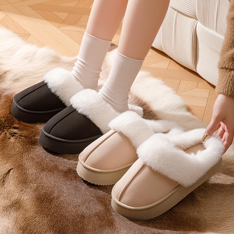 Heel fleece fashion cotton slippers autumn and winter home warm wool slippers soft and comfortable indoor shoes