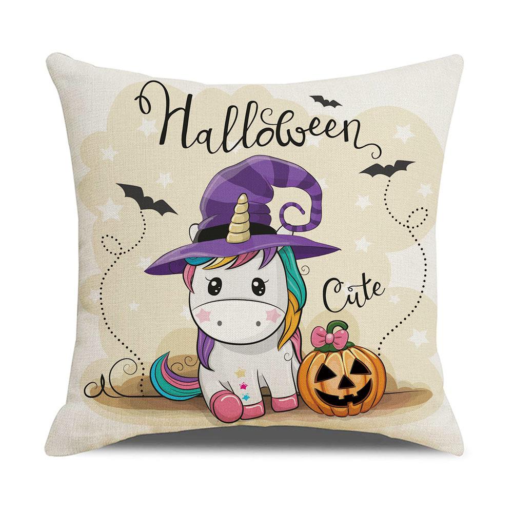 Halloween Pillowcase New Linen Digital Print Home Decoration Purple Pumpkin Cushion Cover