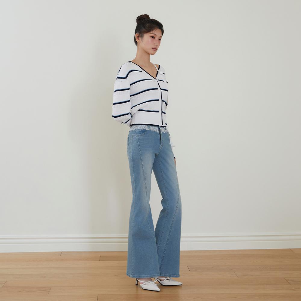 Egoiseuteu [Blue Label] Lace Stretch Denim Bootcut Pants Es2Odp02
