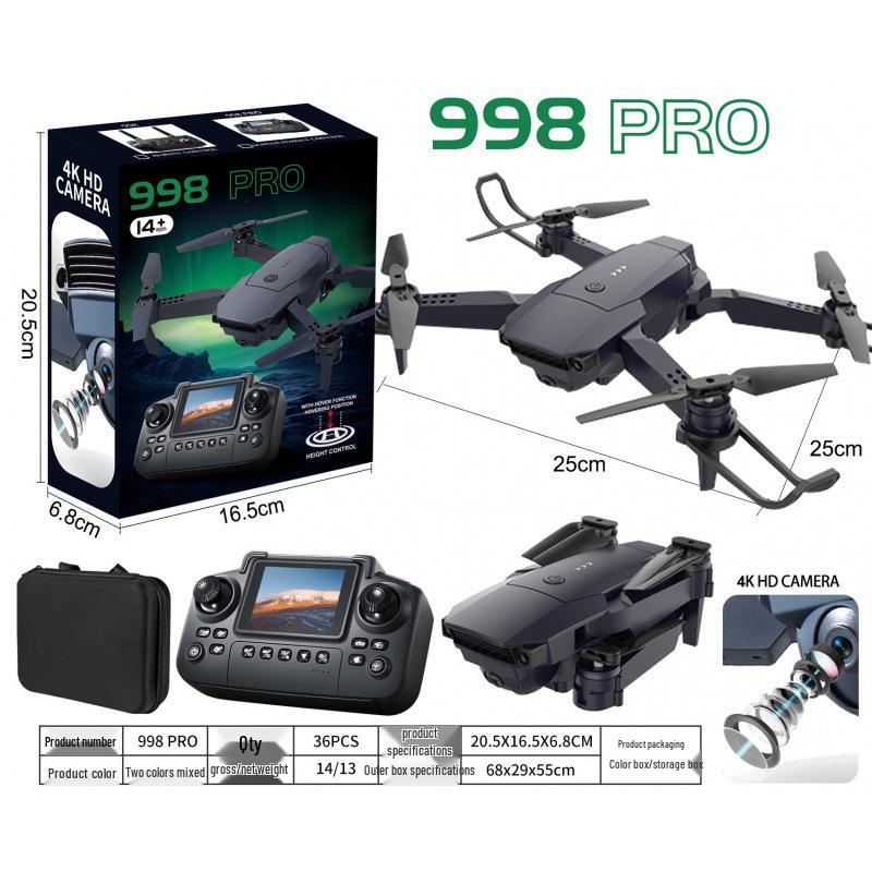 E99MAX Dual Camera Foldable Drone: Brushless Quadcopter with Optical Flow and Remote Control Large Screen.