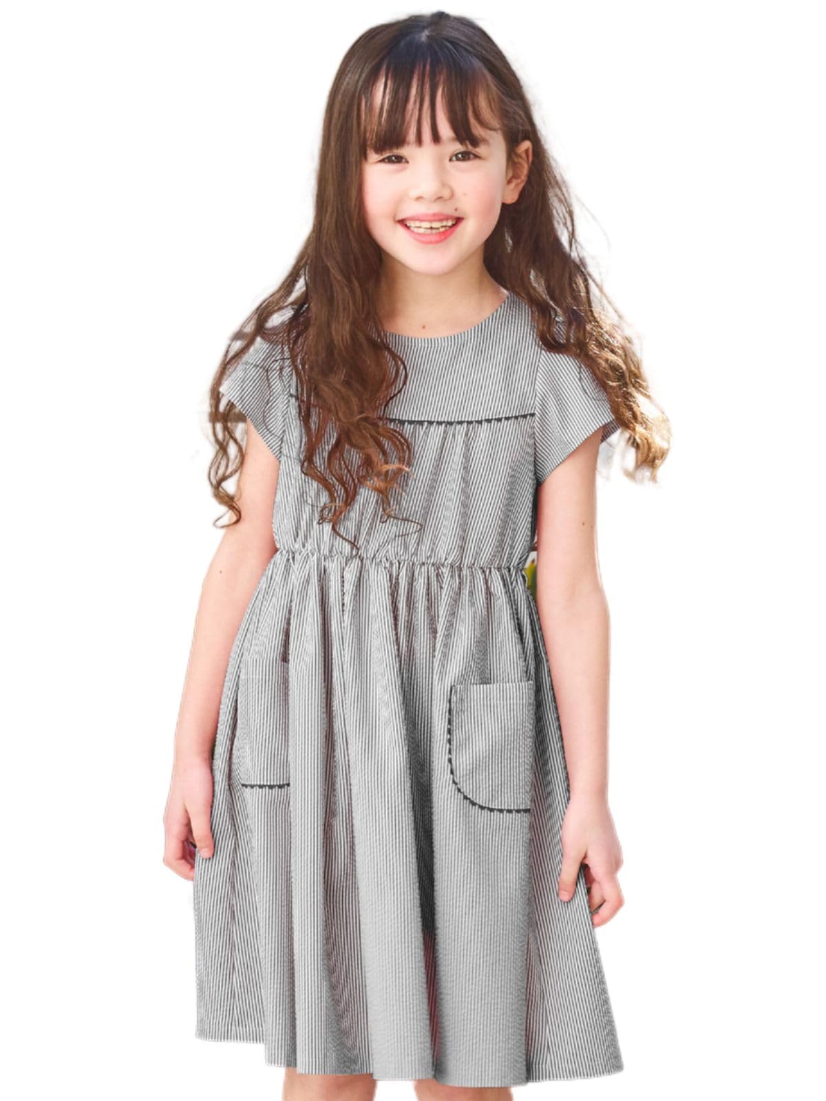 

Детское платье для девочек в полоску с оборками 120 см Черное [Chopin] (7536-7336)