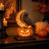 Fantasy Harz Ornamente Halloween Kürbis Lampe, Gotische Leuchtende Tischdeko für Zuhause, Dunkle Raum Akzente Gruseliger Drache Geist Schwarze Katze Ornament,