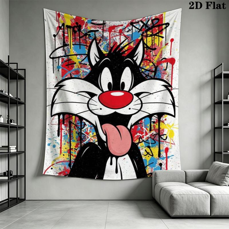 Sylvester the Cat Wall Tapestry Aesthetic Wall Hanging Printed Fabric Blanket Decorative Tapestries for Bedroom Living Room Home Decor