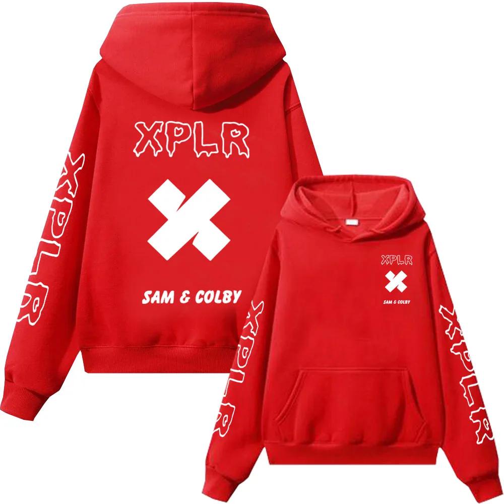 2025 nueva sudadera Xplr Sam and Colby Chainlink Merch ropa deportiva estampada en forma de corazón para hombre y mujer jersey de manga larga