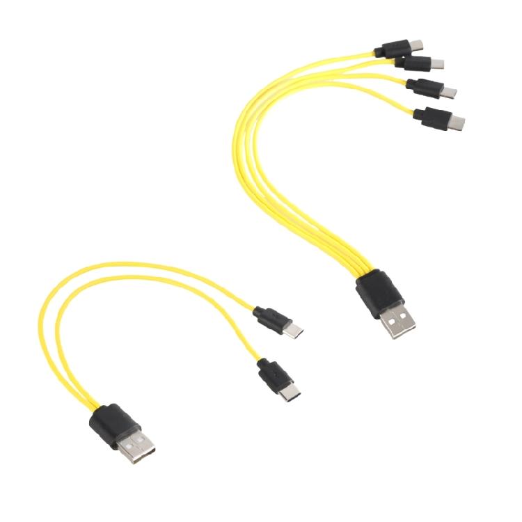25cm Length USB to Type C Splitter Adapter Wire Quick Charging Enabled Charging Cable Cord for LED Light Fan Toy