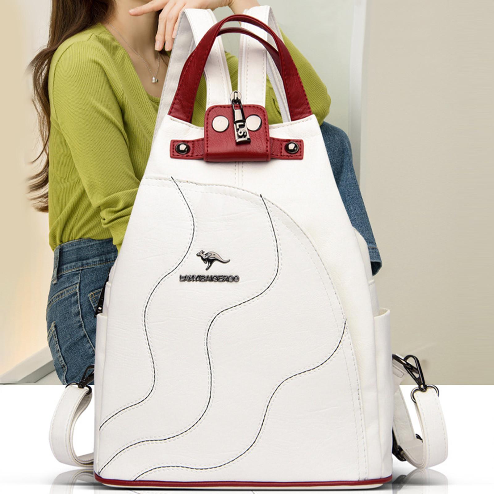 

Мягкий кожаный рюкзак, летний новый узор личи, большая вместимость, искусственная кожа, модный тренд, женский рюкзак, женский рюкзак One Size белый