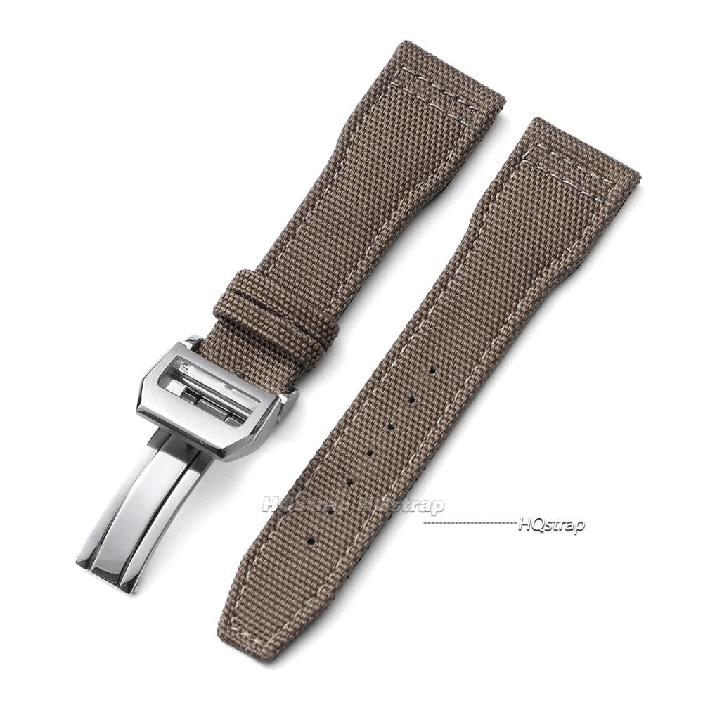 Curea de ceas din pânză de nailon pentru IWC Pilot 20mm 21mm 22mm Curea Femei Bărbați Bandă pentru ceas sport Curea de încheietură din piele de vacă Cataramă pliabilă Brățară