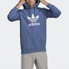 adidas Originals Trefoil Print Logo Hoodie Long Sleeve Pullover Sweatshirt Men Tops Blue GN3460