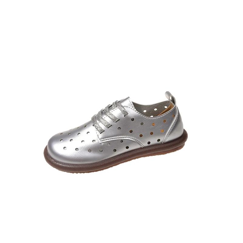 

Fashion 2025 Summer New Women s Round Toe Hollow Flats Shoes Soft Sole Lace Up Flats for Women Outdoor Daily Casual Plus Size Shoes 35