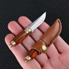 Brass Colored Wood Mini Fixed Blade Knife Sharp Small Chopper Portable Keychain Hanger Unpackage Express Opening Cutter