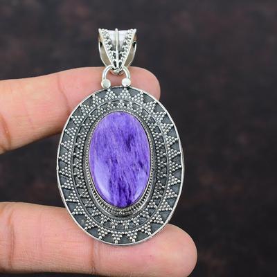 Charoit-Anhänger, erstaunlicher Edelstein-Schmuck, Vintage-Anhänger, 925er Sterlingsilber-Anhänger, handgefertigter stilvoller Schmuck, Geschenk für Sie, Designer-Schmuck