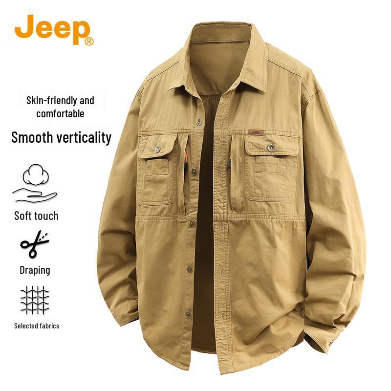 JEEP Men s Pure Cotton Long Sleeve Casual Shirt 2XL
