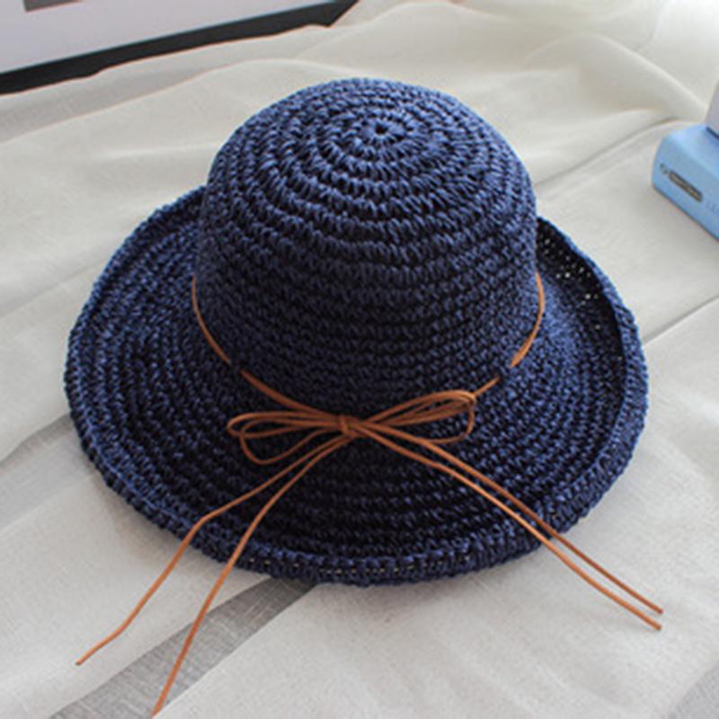 Summer Fashion women Straw Hat Bow Lady Foldable Sun Hat Visor cap Panama Style Bucket Cap Strawhat Beach Hat girl cap Outdoor