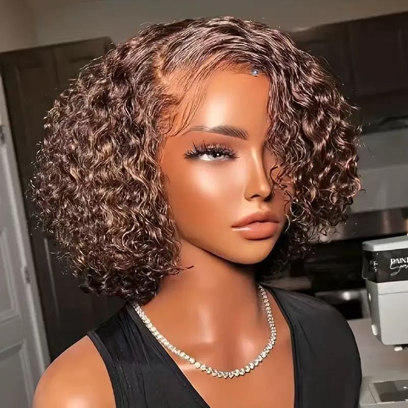 African Women Tight Curl Wig European and American Style Women’s Ombre Short Curly Synthetic Full Wig