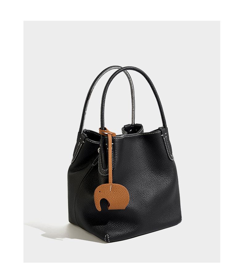 

High quality leather women s bag, vegetable basket bag, simple multifunctial crossbody bag, commuting single shoulder bucket b чёрный