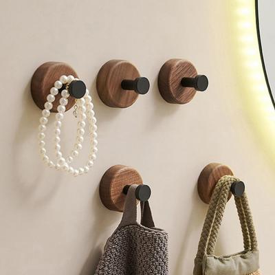 Simple Solid Wood Hook Walnut Key Decorative Towel Holder Hook Wall Mounted Hooks Storage Rack For Bathroom Kitchen