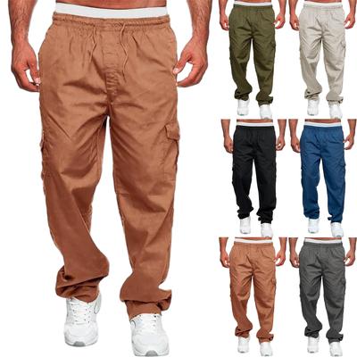 Herren Casual Mehrere Taschen Lockerer Schnitt Gerade Beine Cargo Hosen Outdoor Arbeits Hosen Fitnessstudio Fitness Unterteile