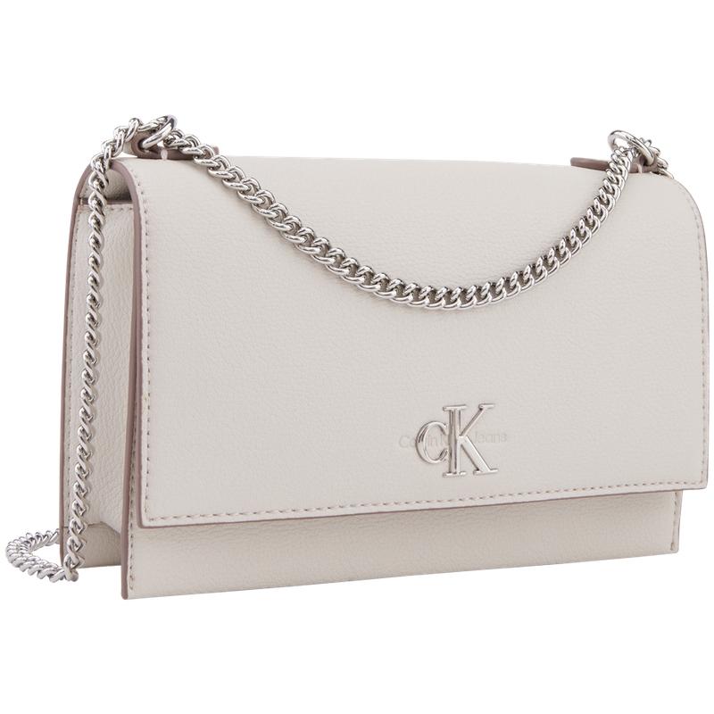 Calvin Klein Minimalist Metal Chain Artificial Leather Shoulder Bag Medium Women bags Beige DH2806-WGY