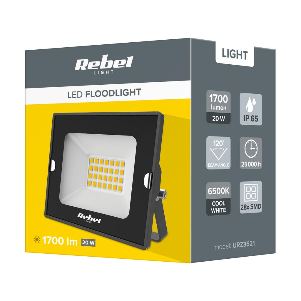 LED spotlight 20W 6500K 230V IP65 1750lm Rebel