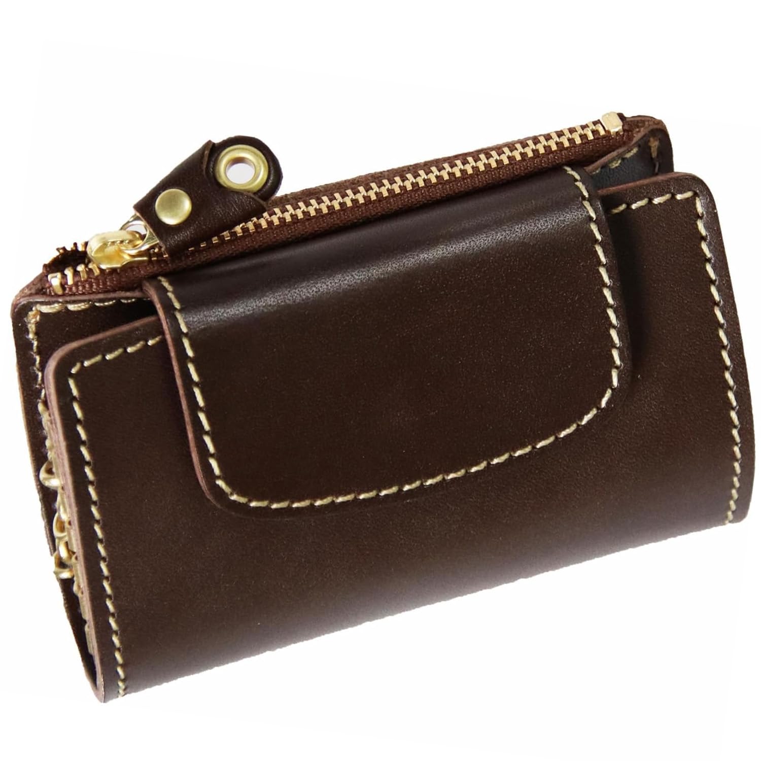 

Ключниця з гаманцем для монет Натуральна шкіра Гаманець для монет Інтегрована 6 рядів Шкіра Tochigi Чохол для смарт-ключа Брелок Бренд Porco Rosso Зроблено в Японії Шкіра шоколадний