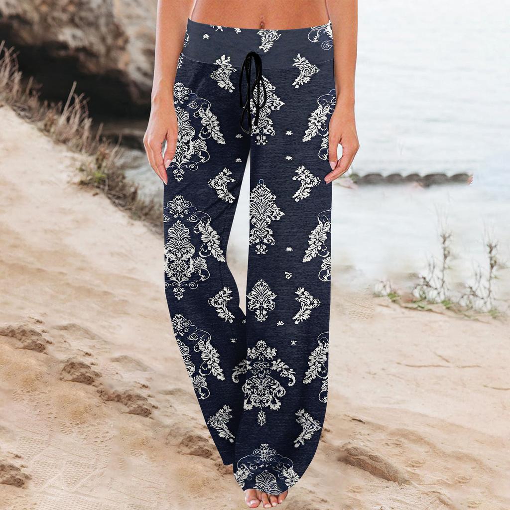 Women's Fashion Loose-Fit Drawstring Elastic Waist Casual Printed Pants