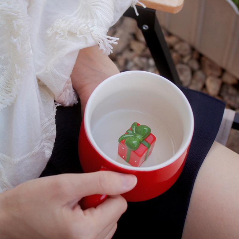 Christmas Cute Animal Cartoon Ceramic Coffee Mug Set