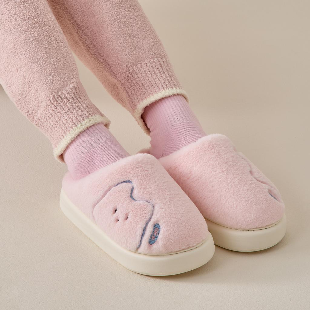 Cartoon Women Home Slippers Plush Warm Thick Bottom Slides Cute Soft Non-slip Slippers Indoor Outdoor Men Casual Slippers