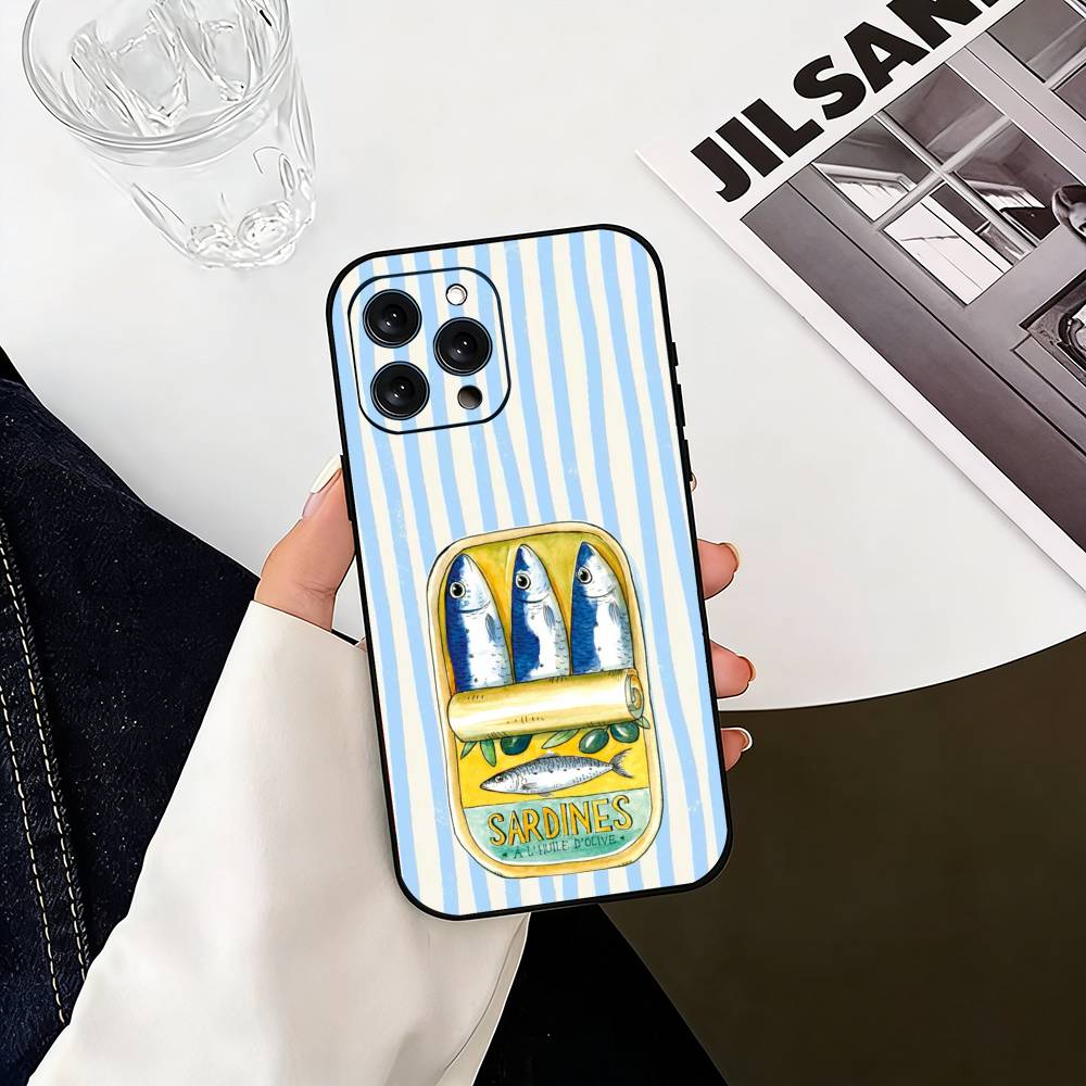 S-Sardines F-Fish Art Phone Case For iPhone 17, 16,15,14,13,12,11 Plus,Pro Max, Others Soft Black Cover