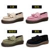Tassel Women's Genuine Leather Suede Leather Small Leather Shoes Men's Fashion Student Round Head Casual Shoes
