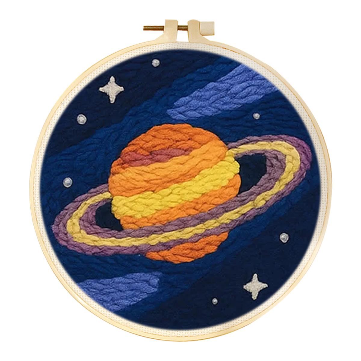 

Punch Needle Embroidery For Adults Diy Making Kits Scenery of Planetary Spacecraft Diy Punch Needle Kit Arts and Crafts Diy Kit 20*20cm