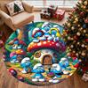 Blue Smurfs Pattern Round Rug, Indoor/Outdoor Mat, for Picnic, Gameroom, Bedroom, Office, Living Room, Home Decor Carpet, Birthday Gift