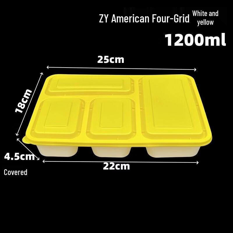 Disposable 4-Compartment Rectangular Meal Boxes